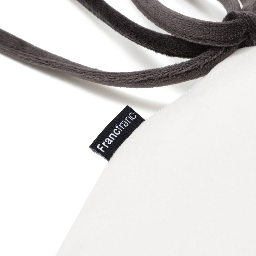 ロングリボン チェアシートクッション アイボリー×ブラック