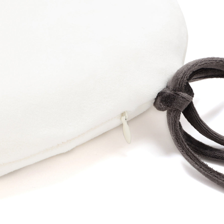 ロングリボン チェアシートクッション アイボリー×ブラック