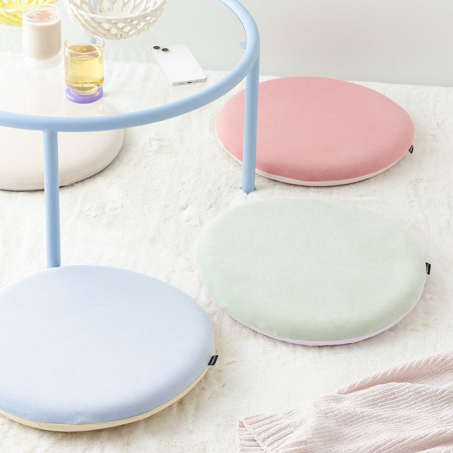 セディア シートクッション φ400 ライトブルー×イエロー