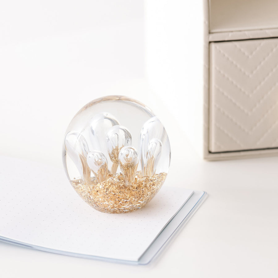 クリアバブル ペーパーウエイト ゴールド