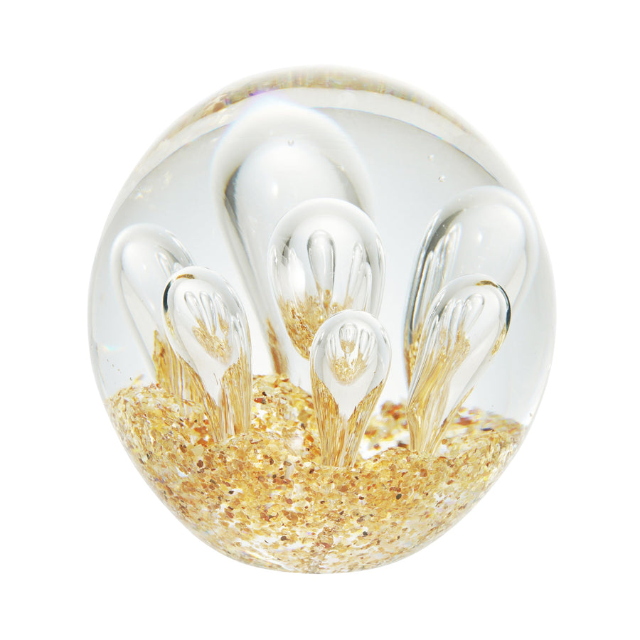 クリアバブル ペーパーウエイト ゴールド