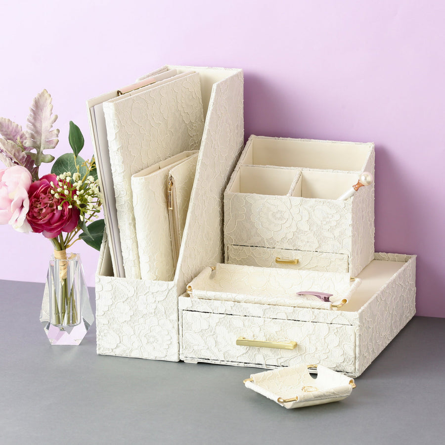 Lace Magazine Holder, Ivory