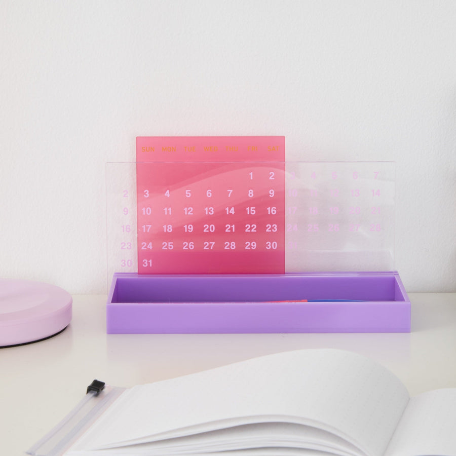 アクリル ペントレイ カレンダー ピンク×パープル