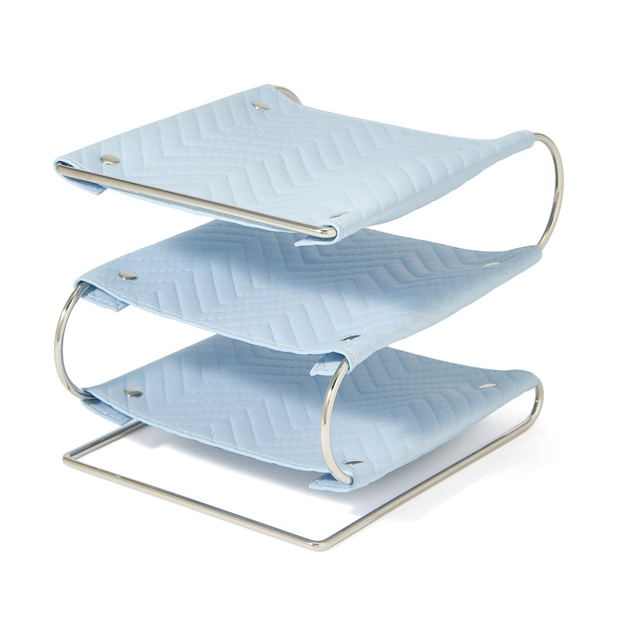 キルティング トレイ3段 ブルー