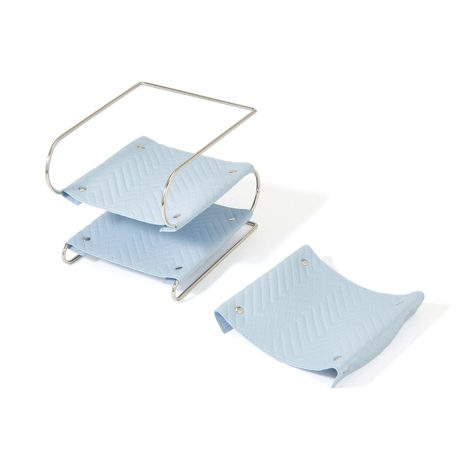 キルティング トレイ3段 ブルー