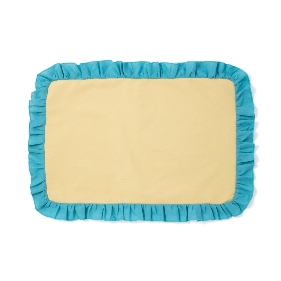 Bicolor frill lunch mat, yellow x blue