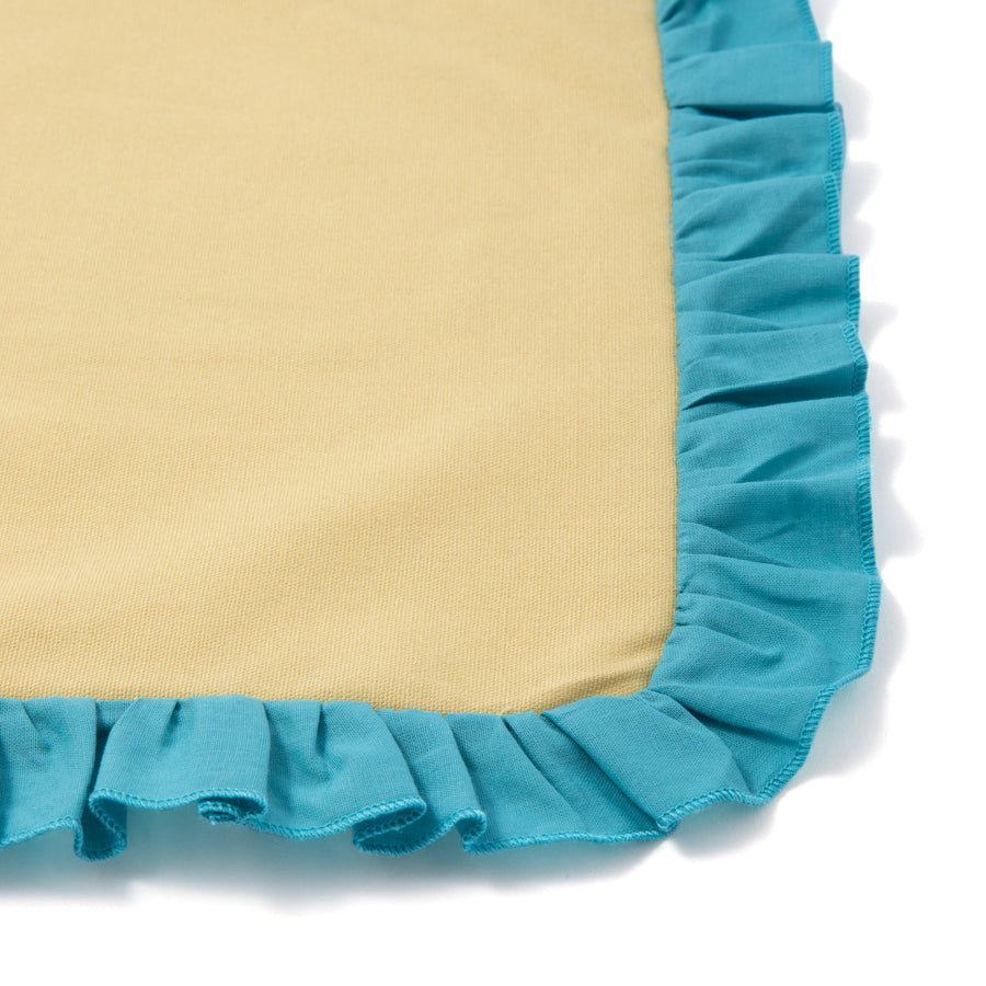 Bicolor frill lunch mat, yellow x blue