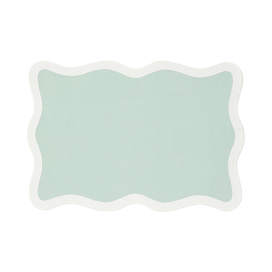 バイカラー ウェーブ ランチマット グリーン×ホワイト