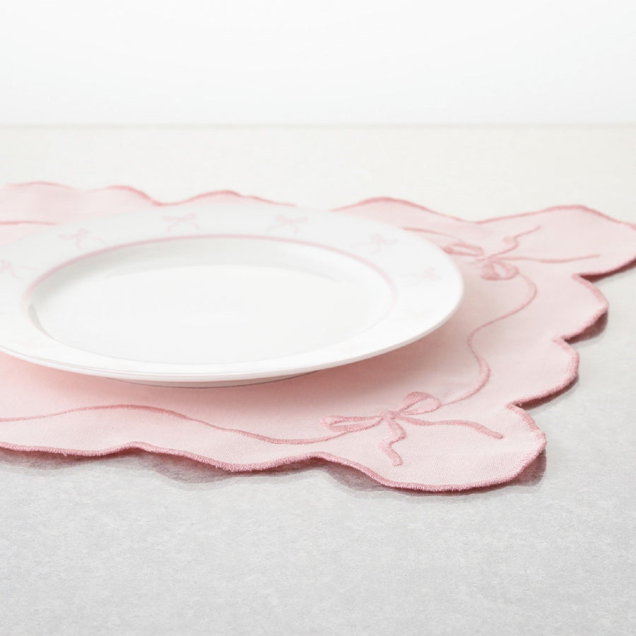 刺繍リボン ランチマット ピンク
