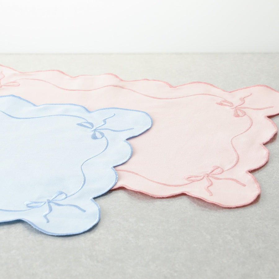 刺繍リボン ランチマット ブルー