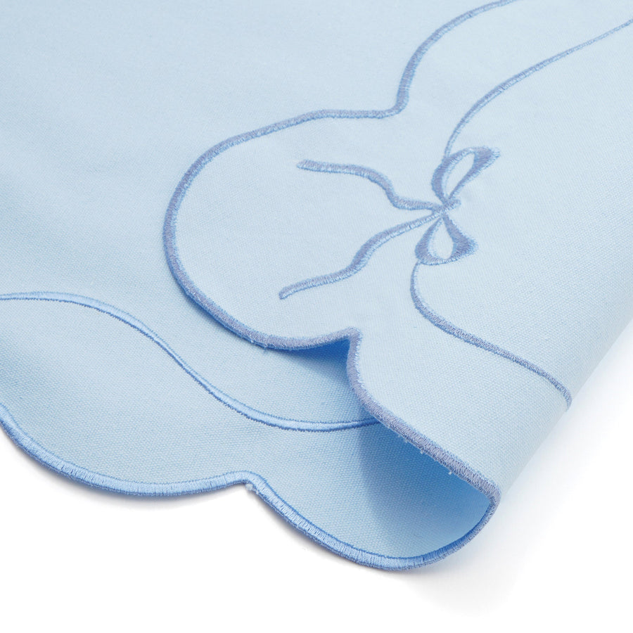 刺繍リボン ランチマット ブルー