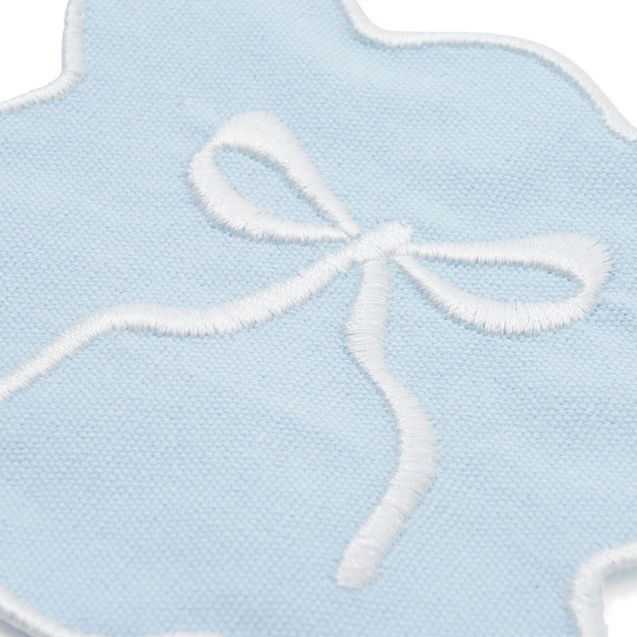 刺繍リボン コースター ブルー