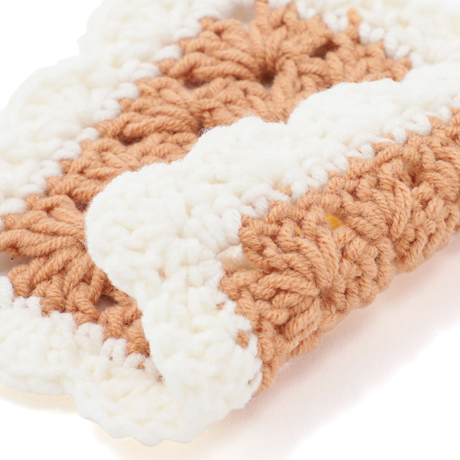 クロシェ フラワーコースター ブラウン