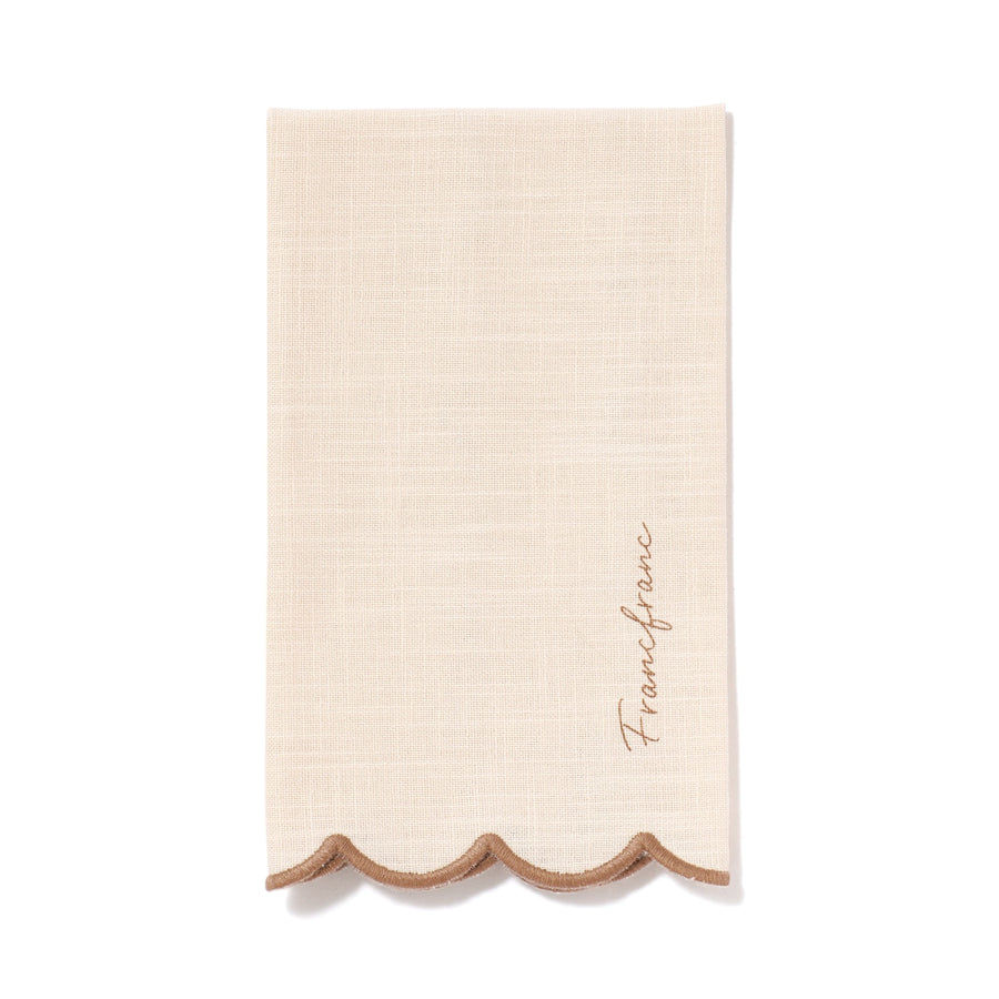 Kitchen Cloth, Ruffle, Logo, Ivory