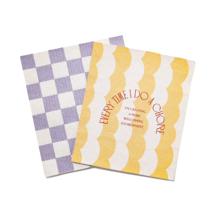 スポンジクロス 2枚セット パープル×イエロー