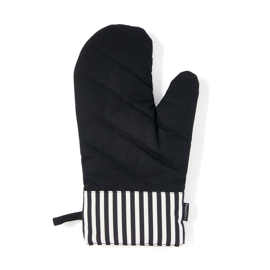 Striped Ribbon Mittens Black