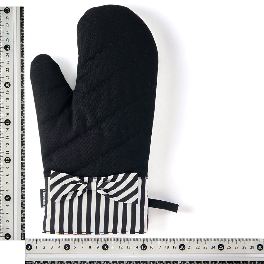 Striped Ribbon Mittens Black