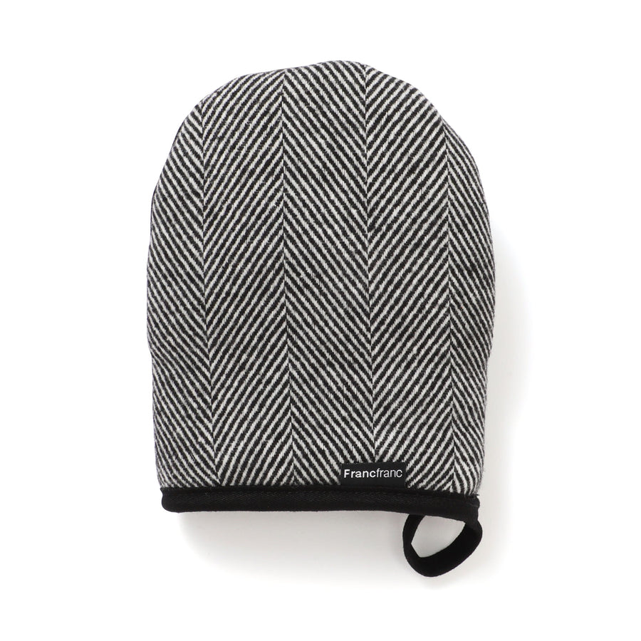 ヘリンボーン ミトン ブラック