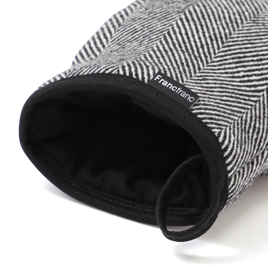 ヘリンボーン ミトン ブラック