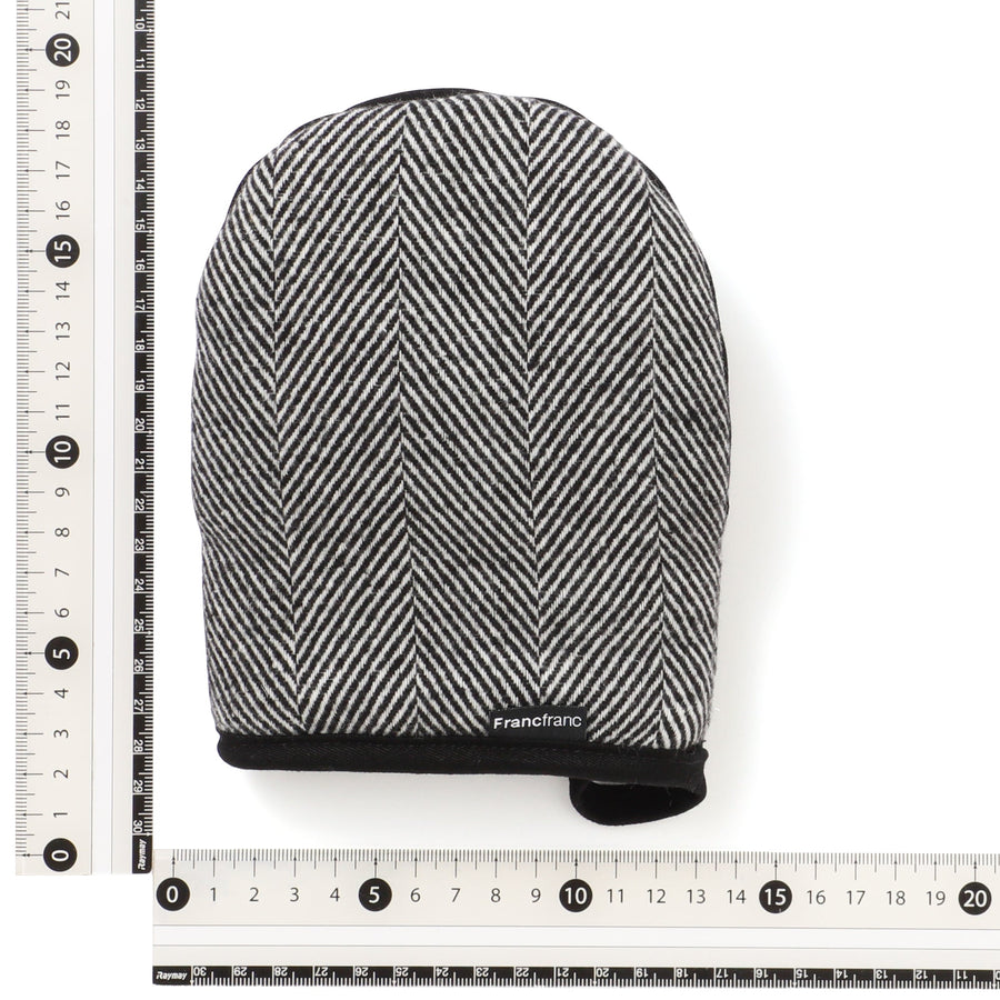 ヘリンボーン ミトン ブラック