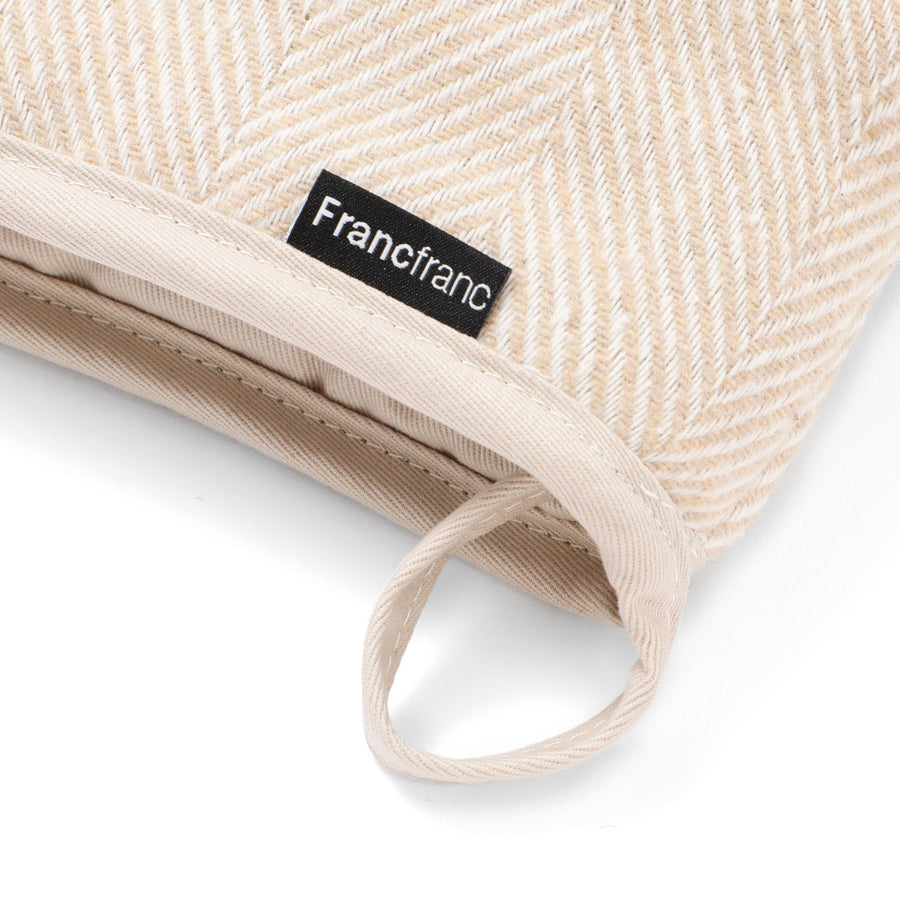 ヘリンボーン ミトン ベージュ