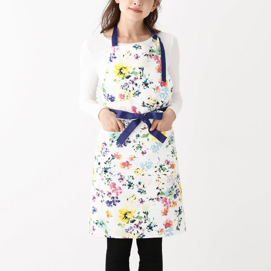 Flower Cotton Full Apron Yellow