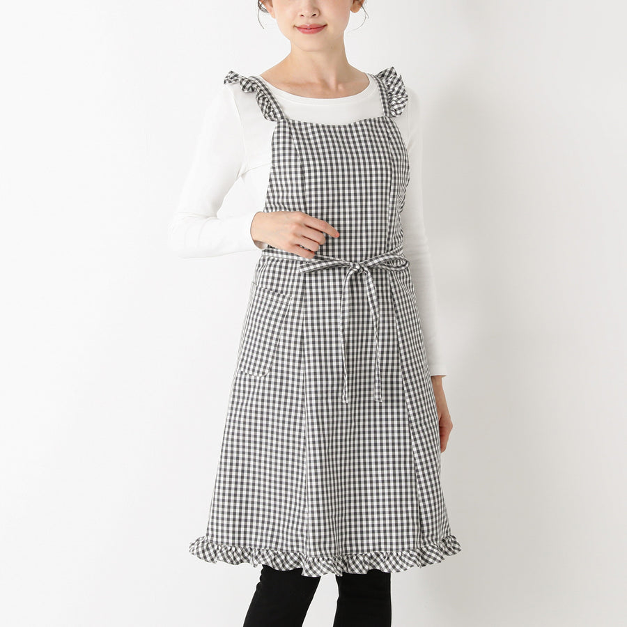 Mini frill full apron black x white