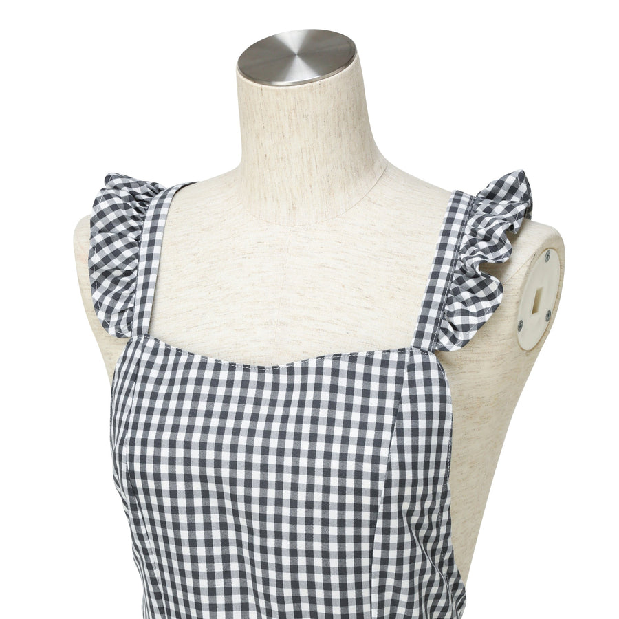 Mini frill full apron black x white