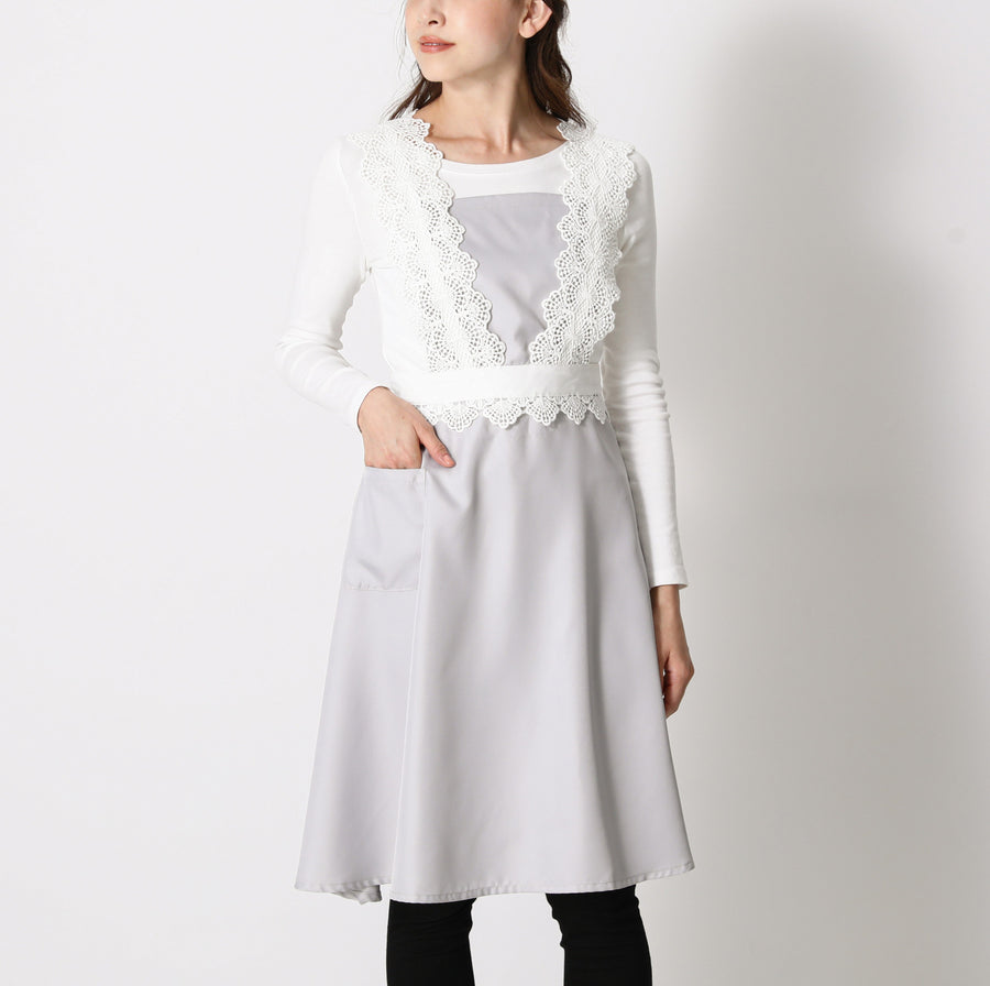 Lace full apron grey