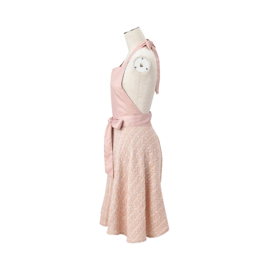 Tweed full apron in pink