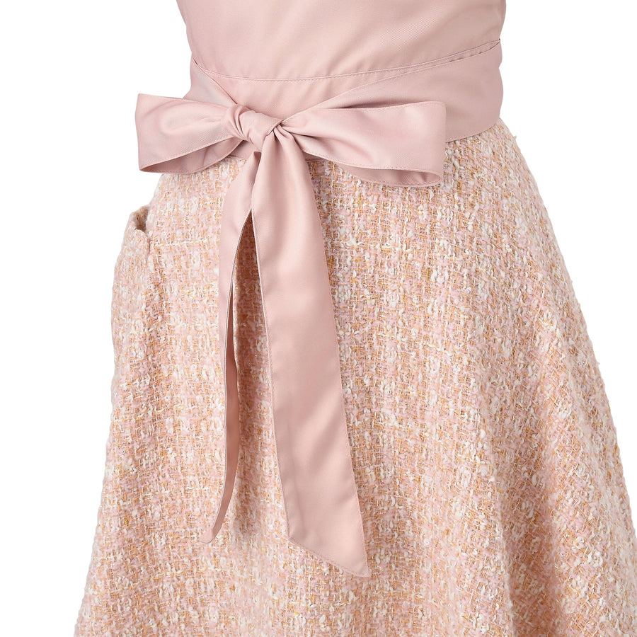 Tweed full apron in pink