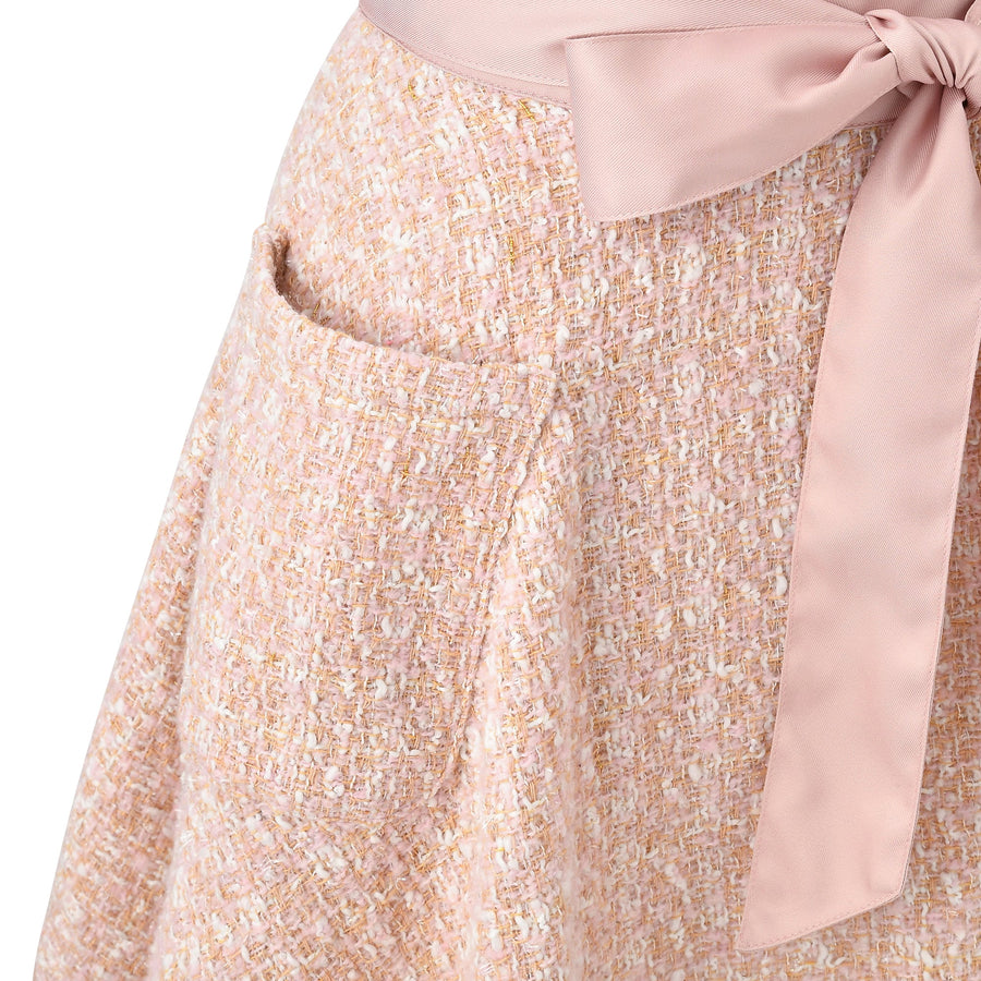 Tweed full apron in pink