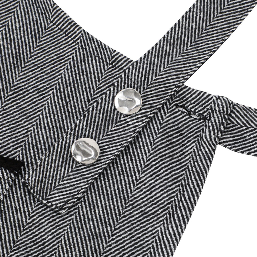 ヘリンボーン フルエプロン ブラック