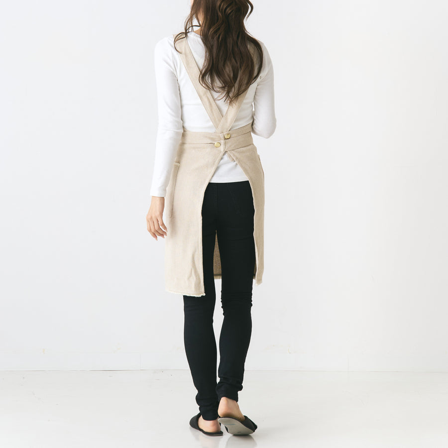 ヘリンボーン フルエプロン ベージュ