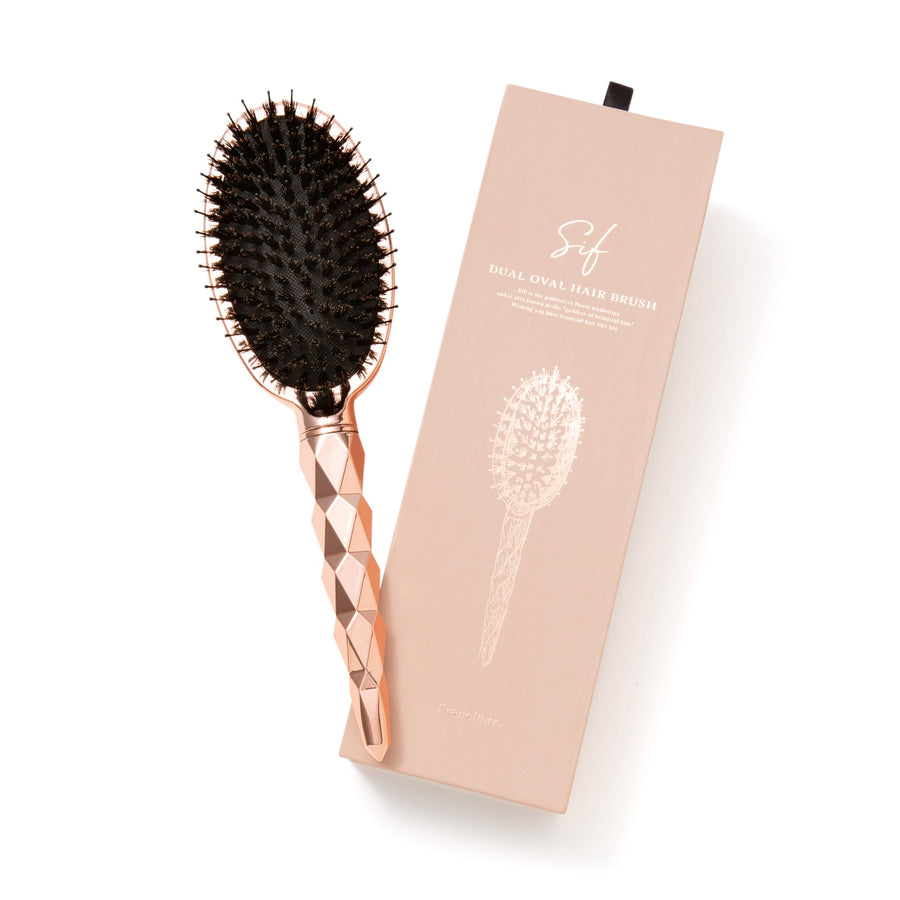 Shiv Dual Oval Hair Brush Shiny Pink Gold