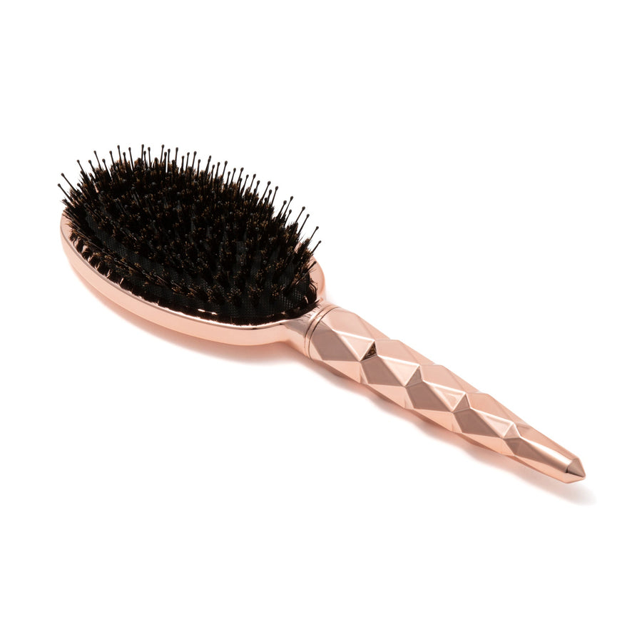 Shiv Dual Oval Hair Brush Shiny Pink Gold