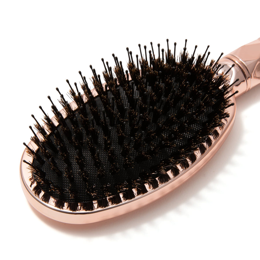 Shiv Dual Oval Hair Brush Shiny Pink Gold