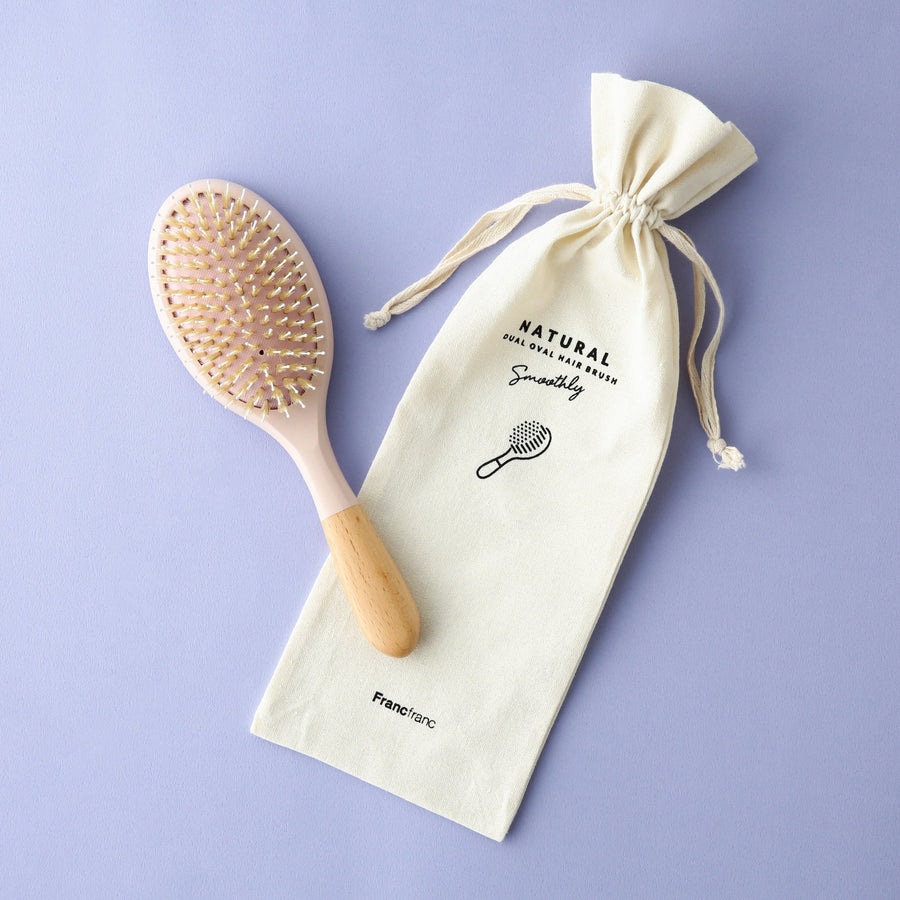 Dual Oval Hair Brush Natural