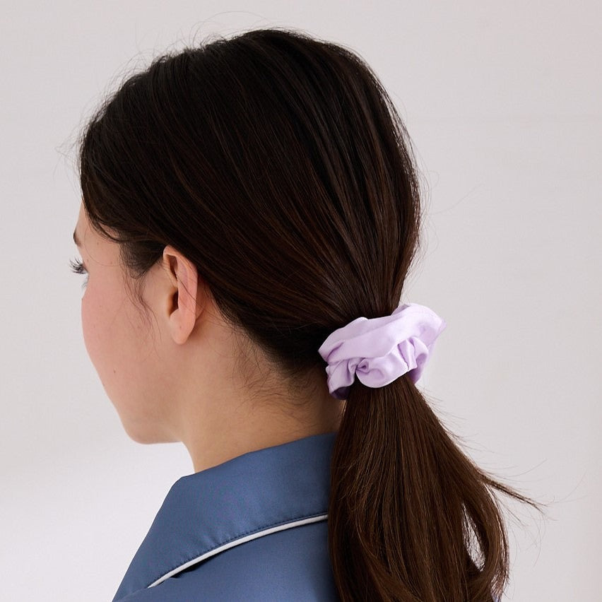 シルク ヘアゴム 3個セット パープル