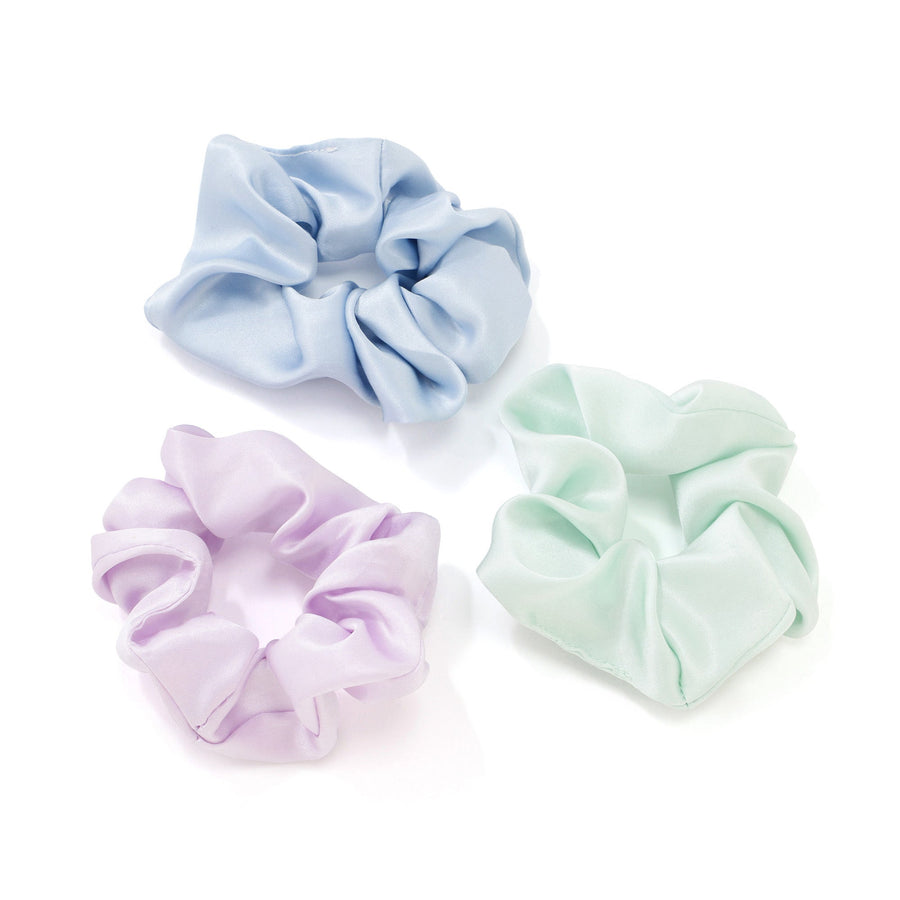 シルク ヘアゴム 3個セット パープル