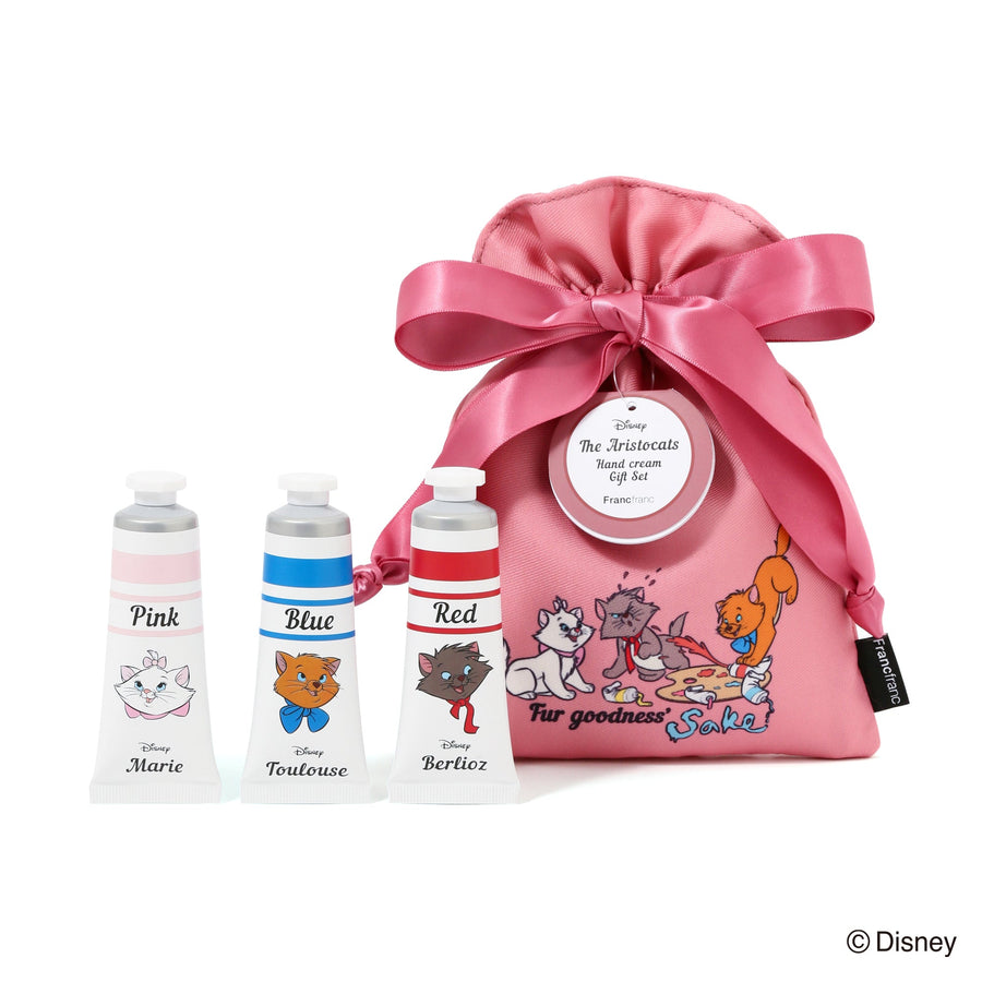 Disney Aristocats Hand Cream Set Dark Pink (Lychee, White Tea, Rose)