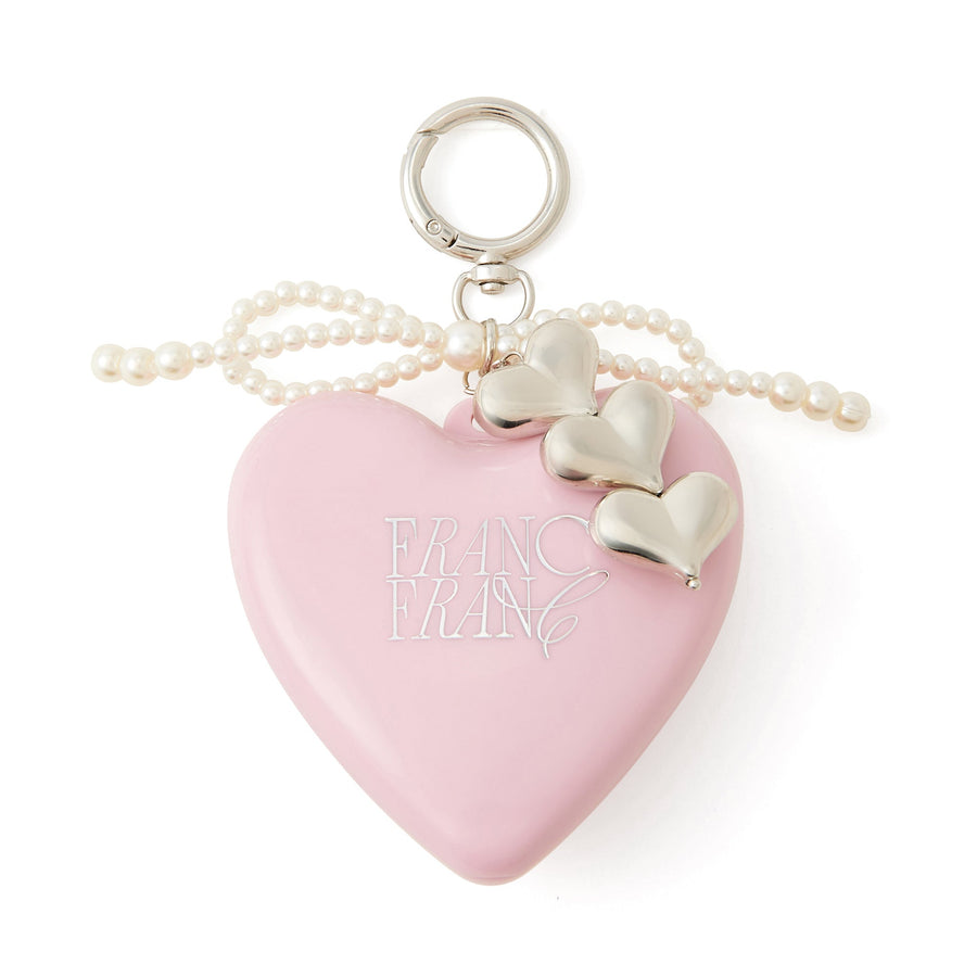 チャーム付き ミラー＆ブラシ ピンク