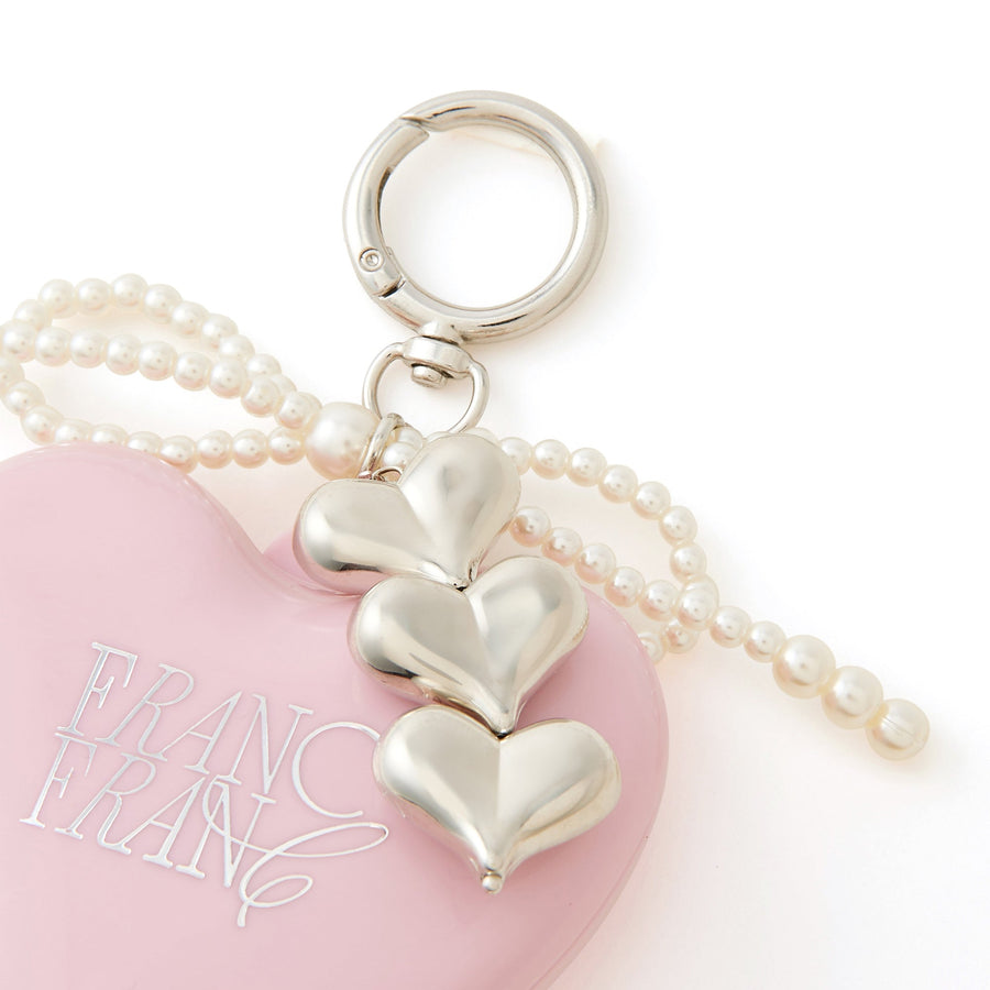 チャーム付き ミラー＆ブラシ ピンク