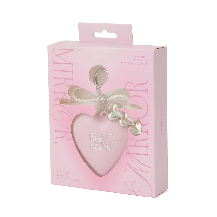 チャーム付き ミラー＆ブラシ ピンク