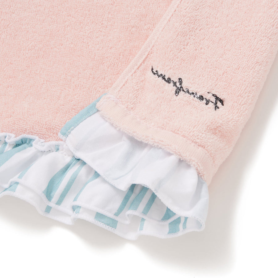 Striped frill face towel, pink