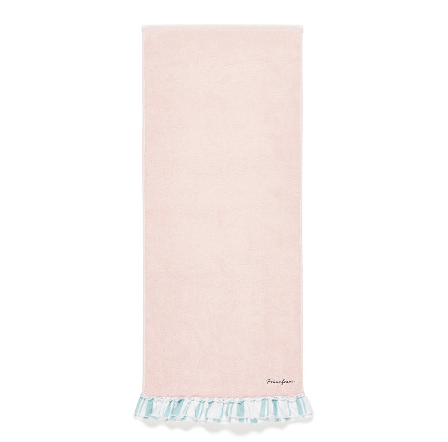 Striped frill face towel, pink