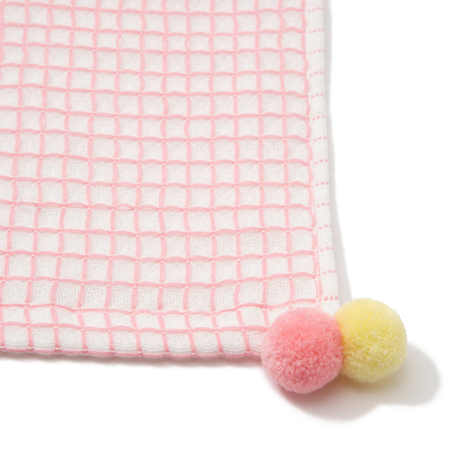 Waffle Pompom Face Towel Pink