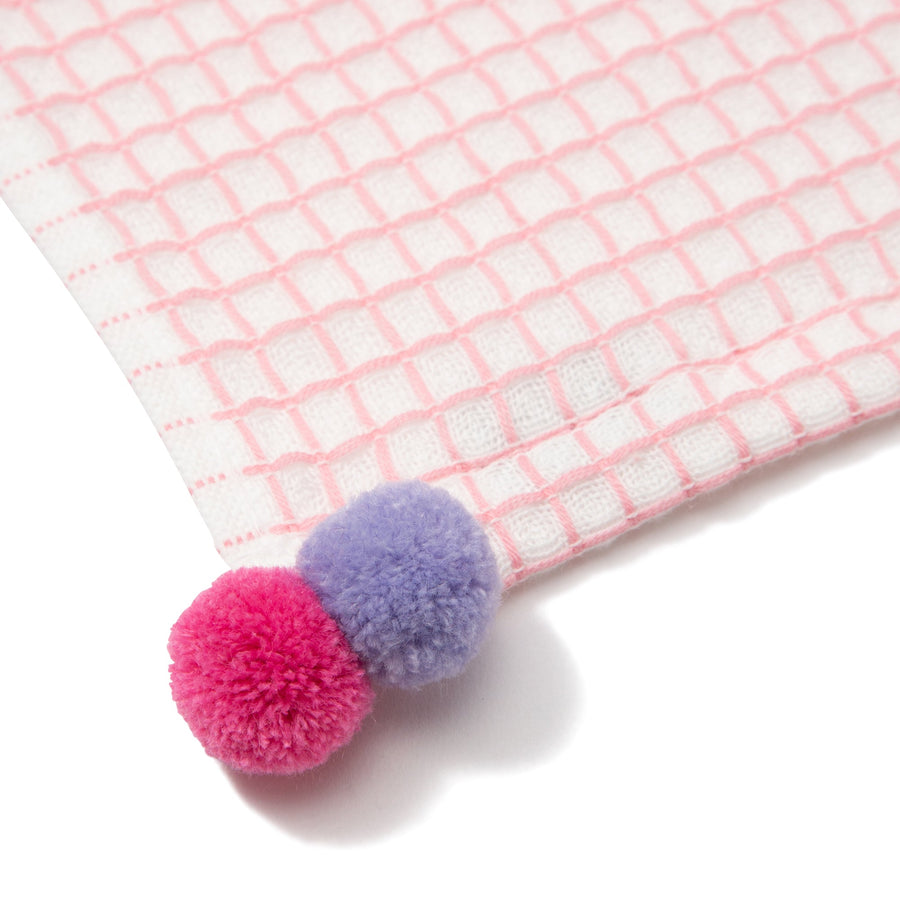 Waffle Pompom Face Towel Pink