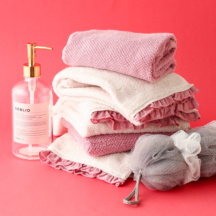 Fluffy towel set Face towel Pink