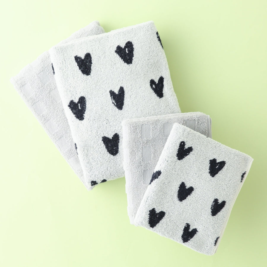 Vale Set Face Towel Heart White